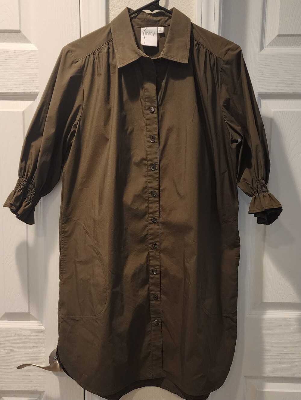 Finley Olive Green Button-Front Shirt Dress